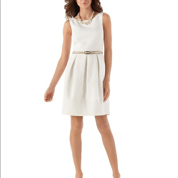 WHBM GEO TEXTURED TULIP-SKIRT DRESS - Picture 3 of 3